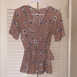 Sienna Sky Light Pink Floral V-Neck Wrap Top